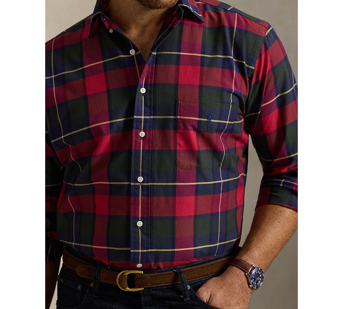 Polo Ralph Lauren Men's Big & Tall Plaid Oxford Shirt