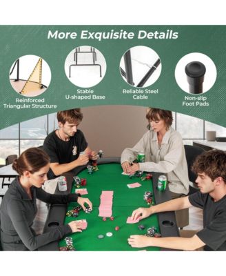 8 Players Poker Table with 8 Cup Holders & Comfy Armrests Smooth Felt Surface