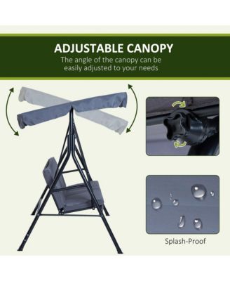 Porch Swing Hammock Bench Chair, Steel 3-Seat, Canopy,