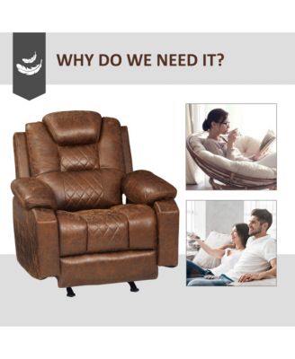 Overstuffed Manual Recliner Seat w/Thick Sponge Padded Headrest & Armrest