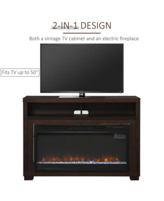 43.75" W x 31.5" H Electric Cabinet Fireplace w/ Mantel, TV Sd,