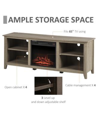 60" W x 23.5" H Electric Cabinet Fireplace w/ Mantel, TV Sd