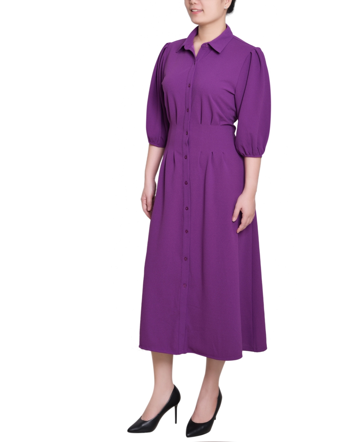 Ny Collection Women's Elbow Sleeve Midi Dress In Purple