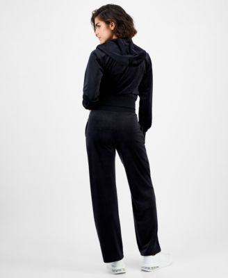 Women's Couture Cropped Velour Hoodie, Short Sleeve T-Shirt & Couture Straight-Leg Velour Pants