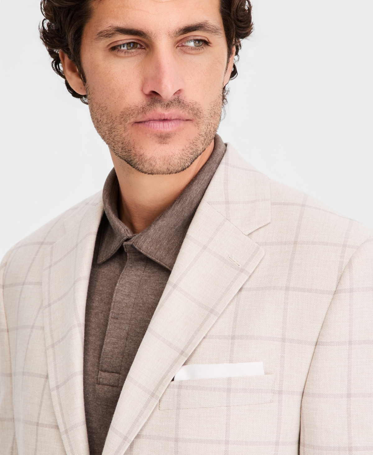 Michael Kors Men's Classic-Fit Tan Patterned Blazer
