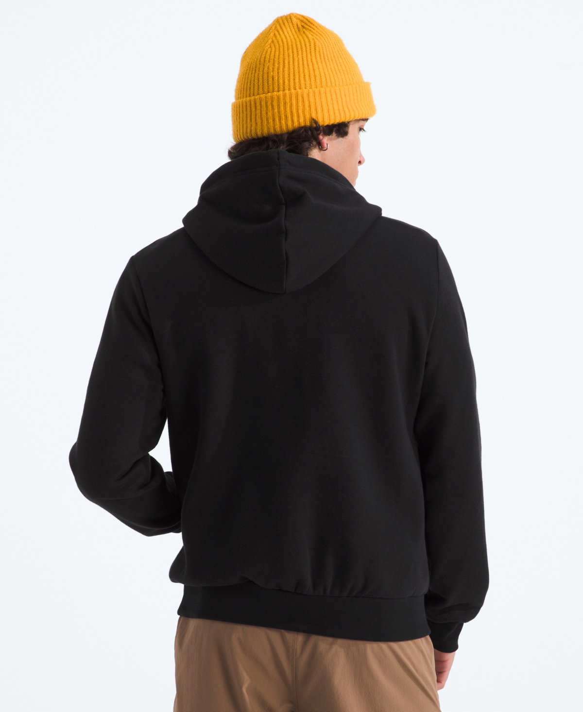 The North Face Logo Hoodie Kangaroo Pocket Ribbed Cuffs In Black