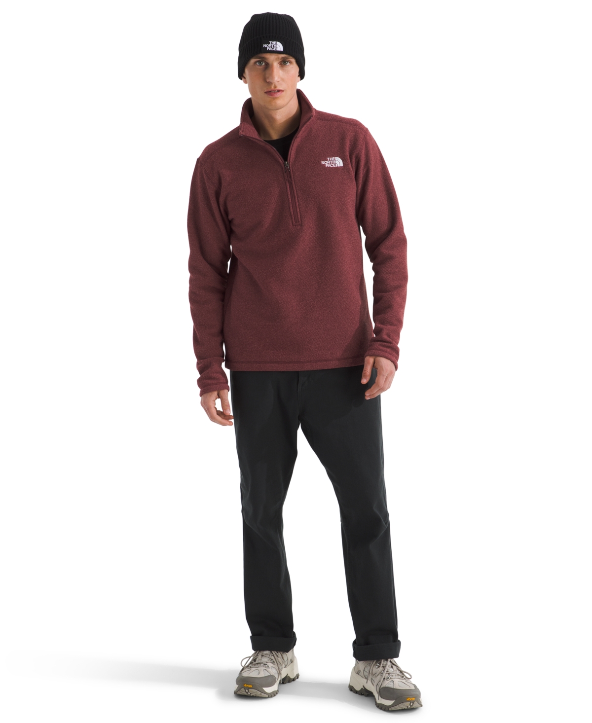 The North Face Men's Textured Cap Rock Quarter Zip Jacket In Burgundy
