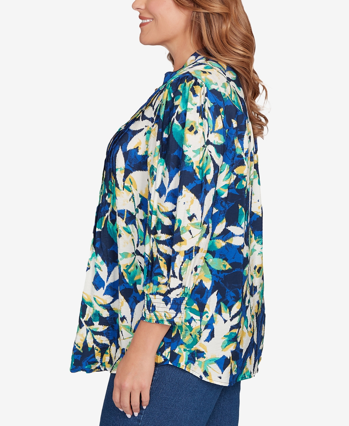 Ruby Rd. Plus Size Floral Silky Voile Button Down Top In Multi