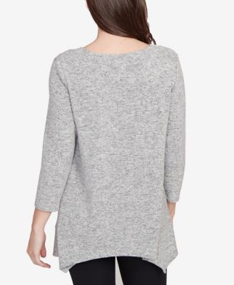 Plus Size Solid Spliced Cozy Knit Top