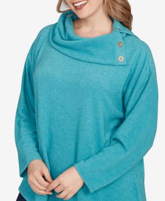 Plus Size Heather Cozy Knit Split Cowl Top