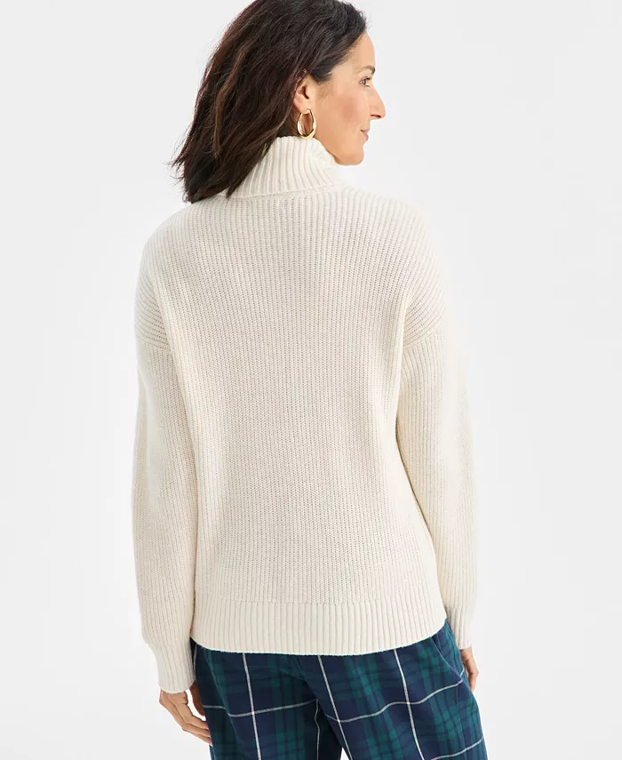 Women's Pointelle Turtleneck Sweater - thumbnail 4