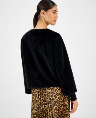 Women's Knit-Cuff Faux-Fur Jacket