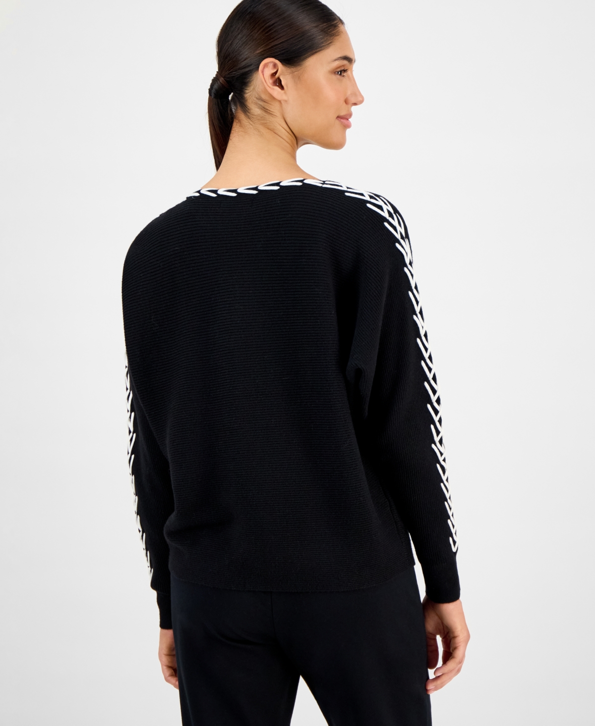 T Tahari Women's Ribbed Dolman-sleeve Sweater In Multi