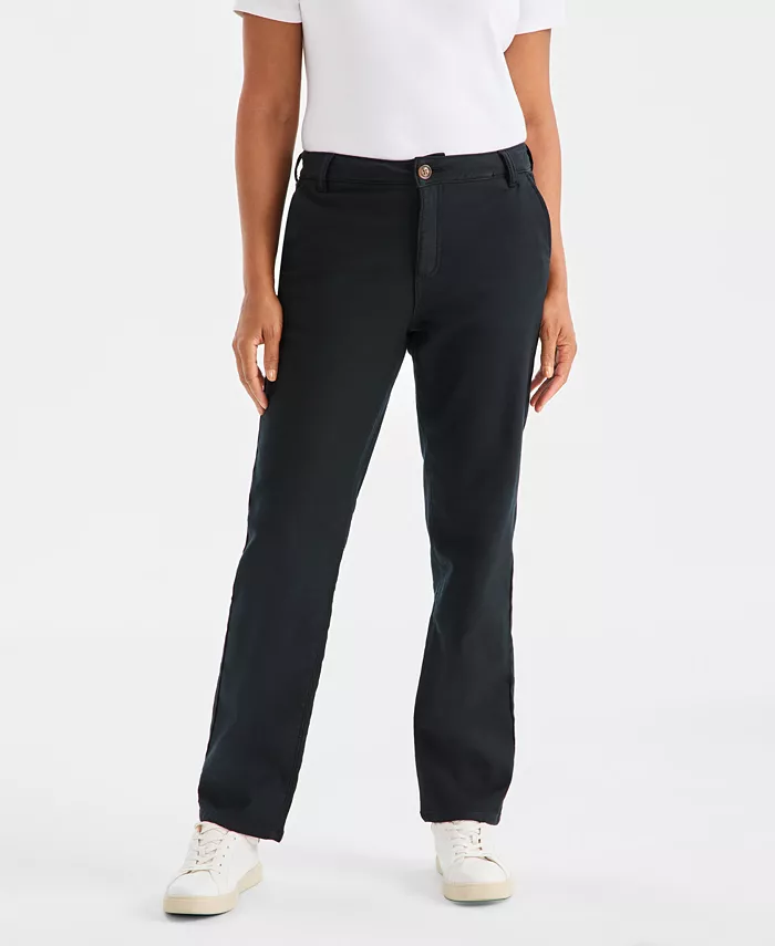 Women's Straight-Leg Knit Twill Pants - thumbnail 2
