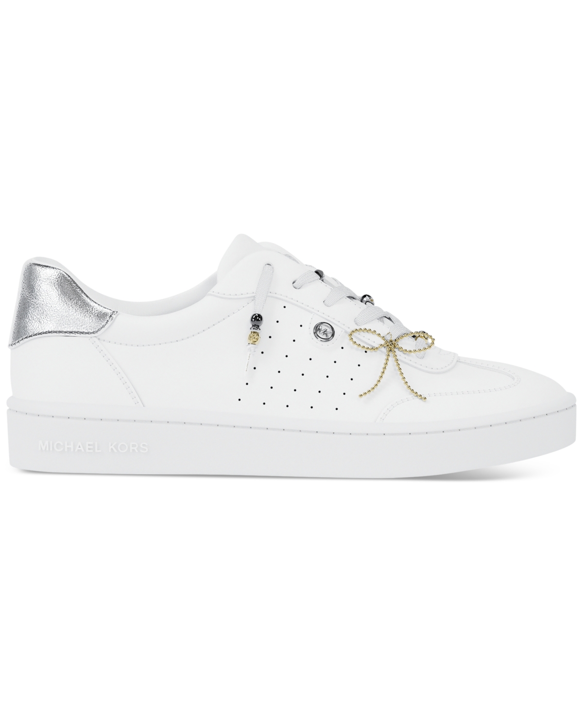 Michael Kors Scotty Embellished Leather Sneaker In White