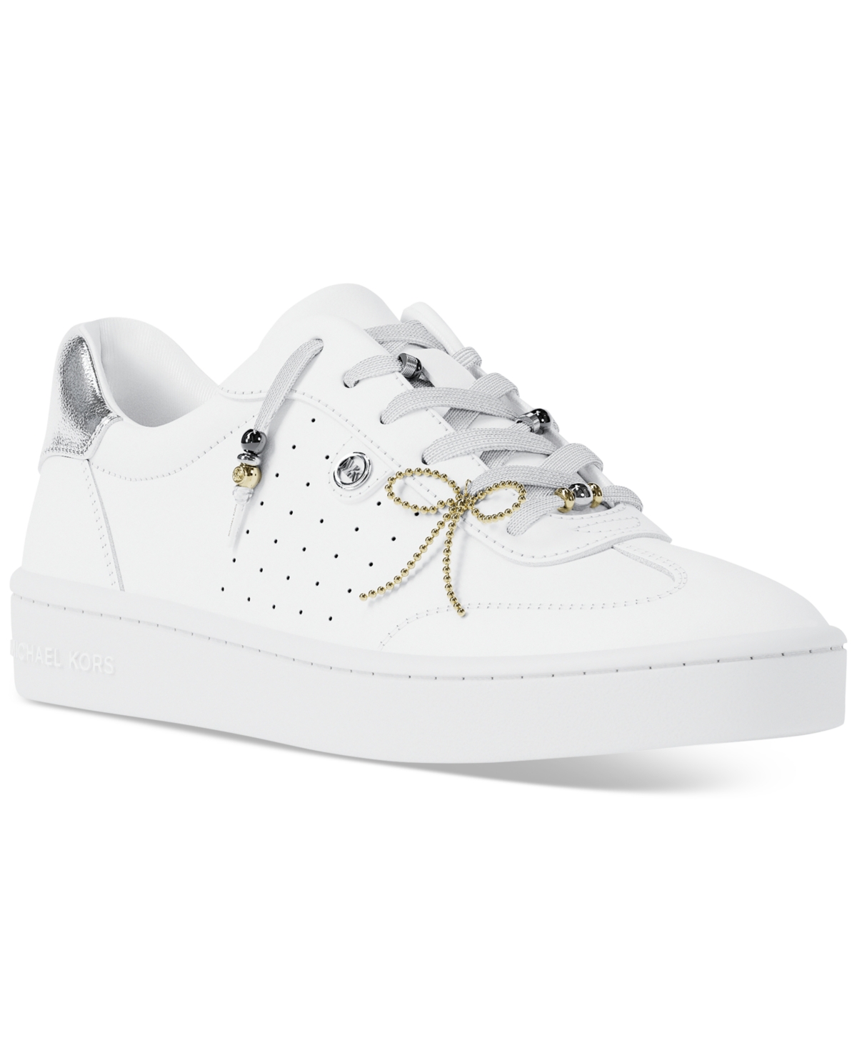 Michael Kors Scotty Embellished Leather Sneaker In White