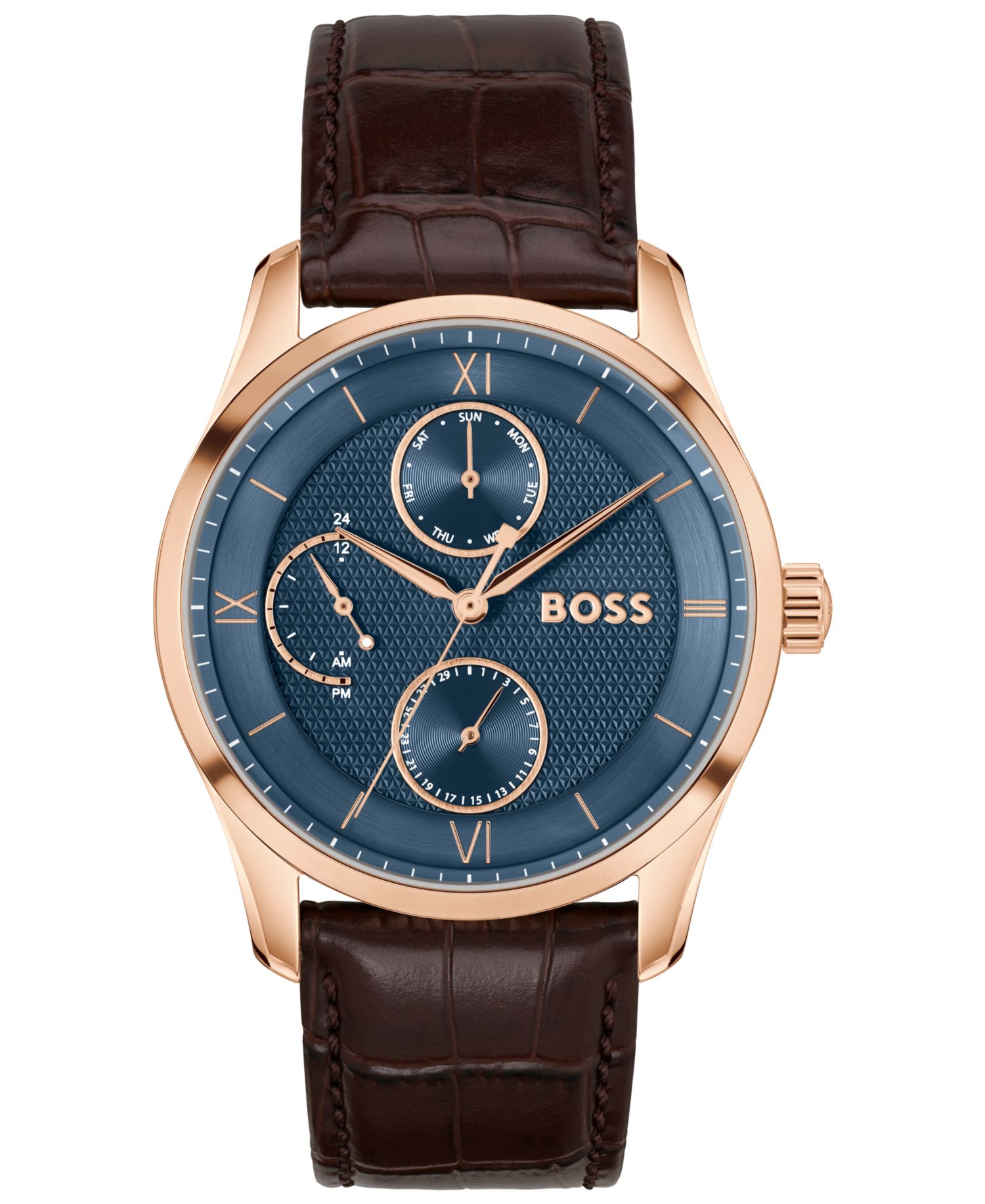 Men's Principle Master Quartz Multifunction Brown Calfskin Watch, 41mm