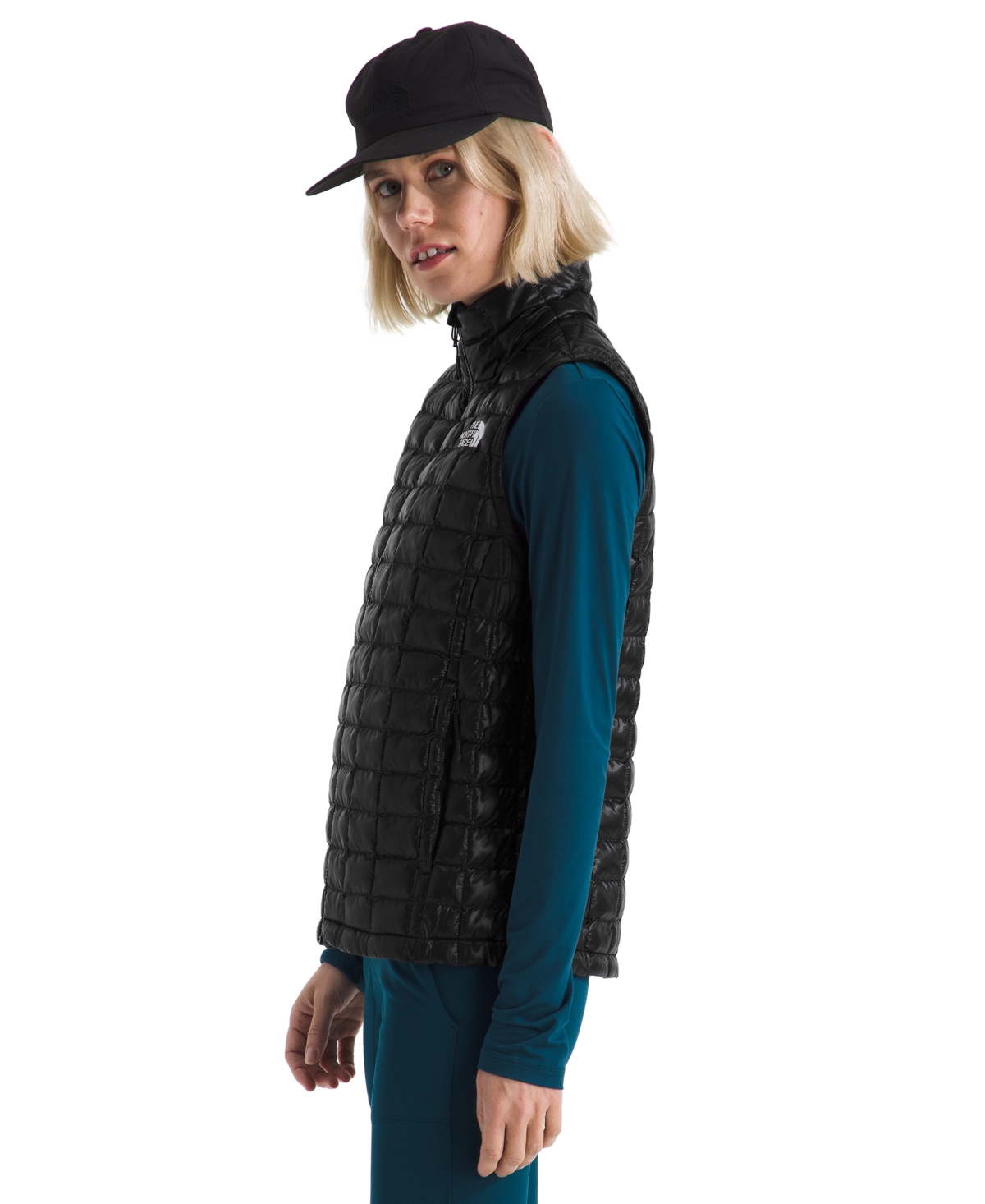 The North Face Thermoball Windproof Water Repellent Packable Quilted Vest In Blue