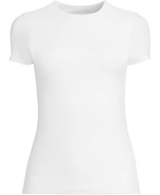 Women's Short Sleeve Tugless Double Layer Crew Neck Knit Top