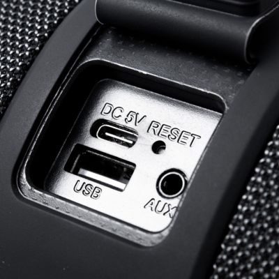 Portable Bluetooth Speaker 14W IPX6 in Rugged Style with RGB Lights FM Radio and TWS for Pairing Black