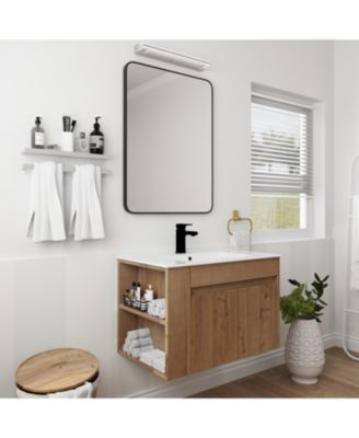 30 Inch Bathroom Vanity with White Ceramic Basin