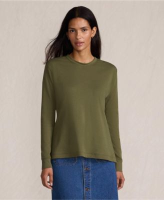 Women's Cotton Relaxed Long Sleeve Crew Neck