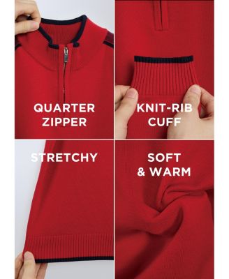 Boy's Shoulder Detail Quarter-Zip Sweater