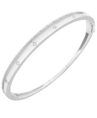 2-Pc. Set Diamond Bangle Bracelet and Hoop Earrings (1/4 ct. t.w.) in Sterling Silver