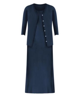 Plus Size Lettuce Trim Knit Jacket Dress