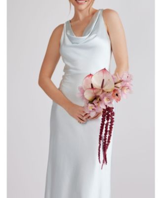 Cowl Front Satin Bridesmaid Dress