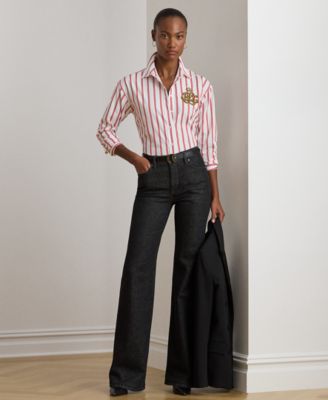 Petite Point Collar Striped Shirt