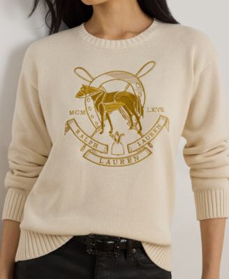 Petite Embroidered Crewneck Sweater