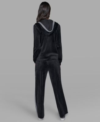 Petite Velour Rhinestone Trim Zip-Up Jacket