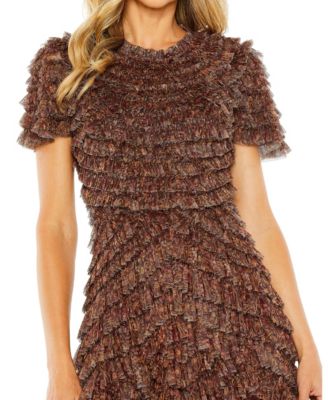 Women's Ruffle Tiered High Neck Dress