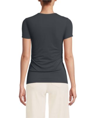 Women's Short Sleeve Tugless Double Layer Crew Neck Knit Top