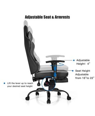 Massage Gaming Chair Racing Computer Task Chair Recliner w/Footrest