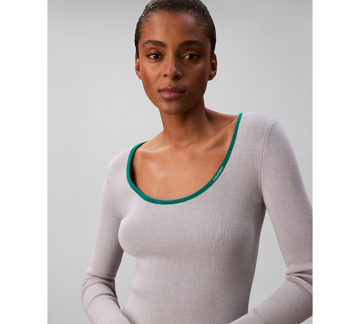 Calvin Klein Jeans Est.1978 Calvin Klein Women's Cotton Blend Classic Scoopneck Sweater In Gray