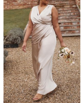 Plunge Drape Satin Bridesmaid Dress