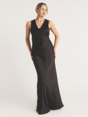 Plunge Drape Satin Bridesmaid Dress