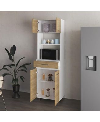 79.1"H x 24.4"W Manufactured Wood 4 Doors, 2 Drawers, Open Shelf, Modern Design Pantry Cabinet