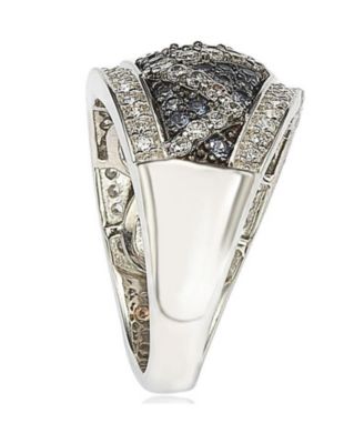 Suzy Levian Sterling Silver & Created White Sapphire Pave Zig Zag Ring