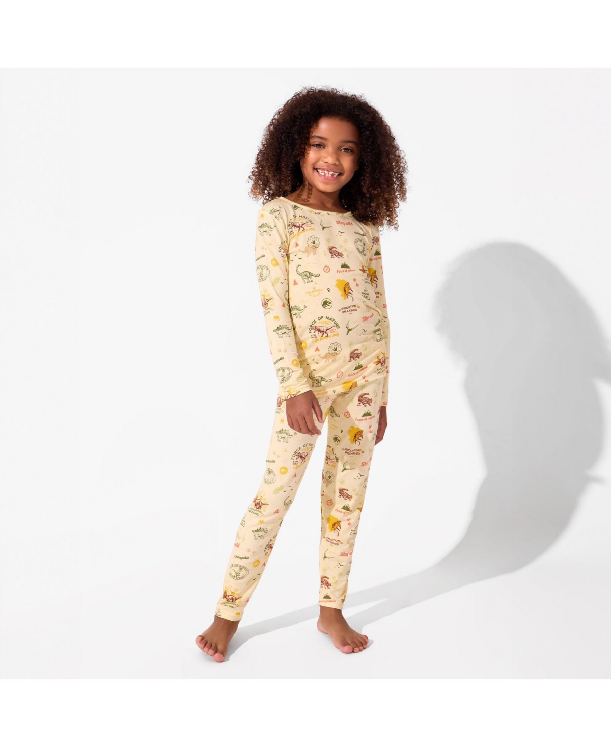 Bellabu Bear Kids' Jurassic Park Origins Set Of 2 Piece Pajamas In Yellow