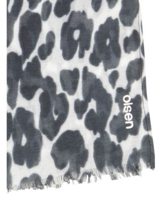 Leopard Scarf with Frayed Edge Trim