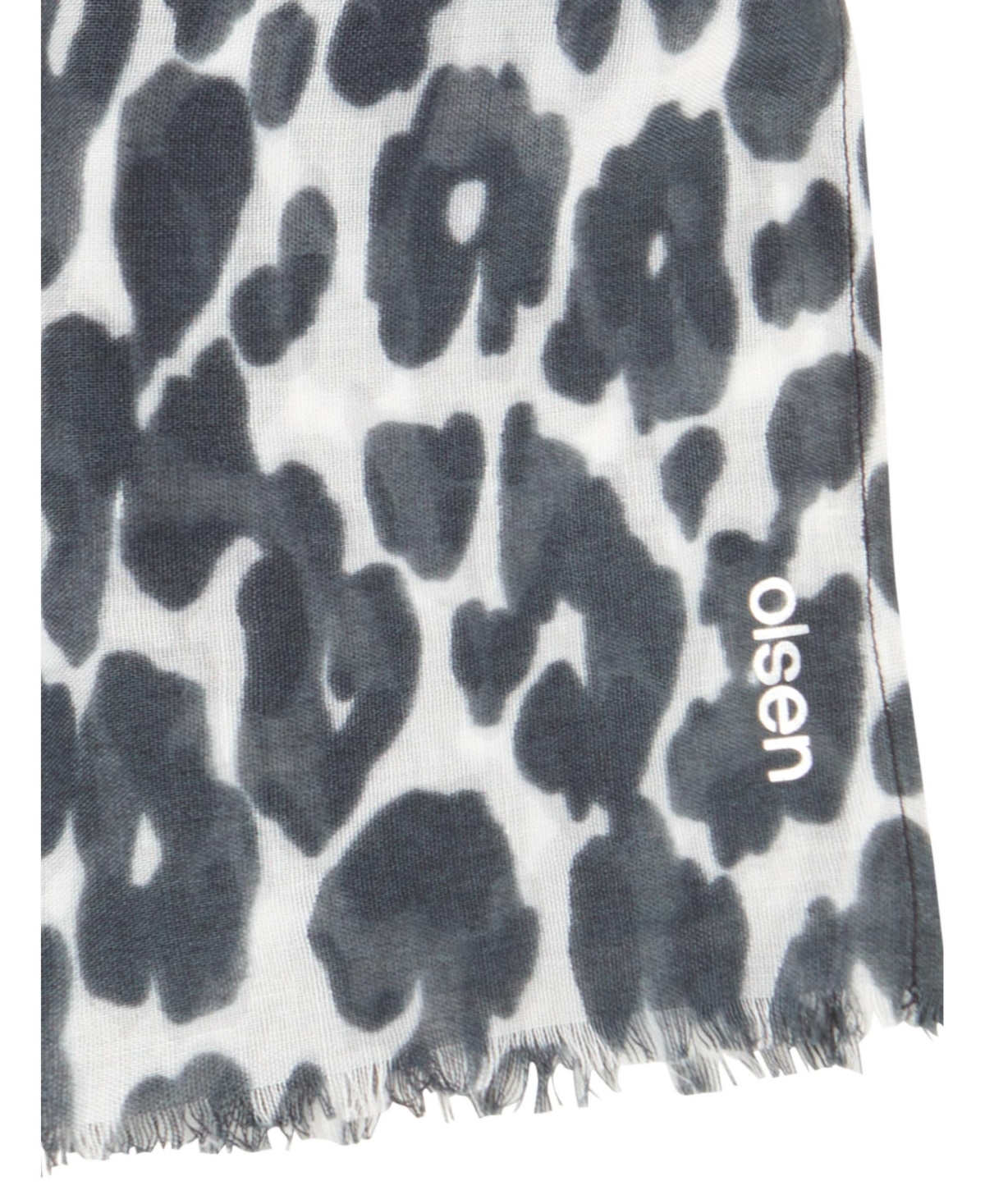 Olsen Leopard Scarf with Frayed Edge Trim