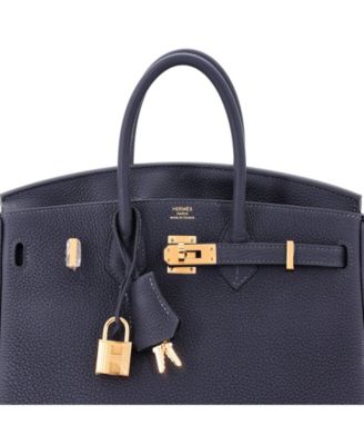 Pre-Owned Hermes Birkin 25 Handbag Blue Togo with Gold Hardware