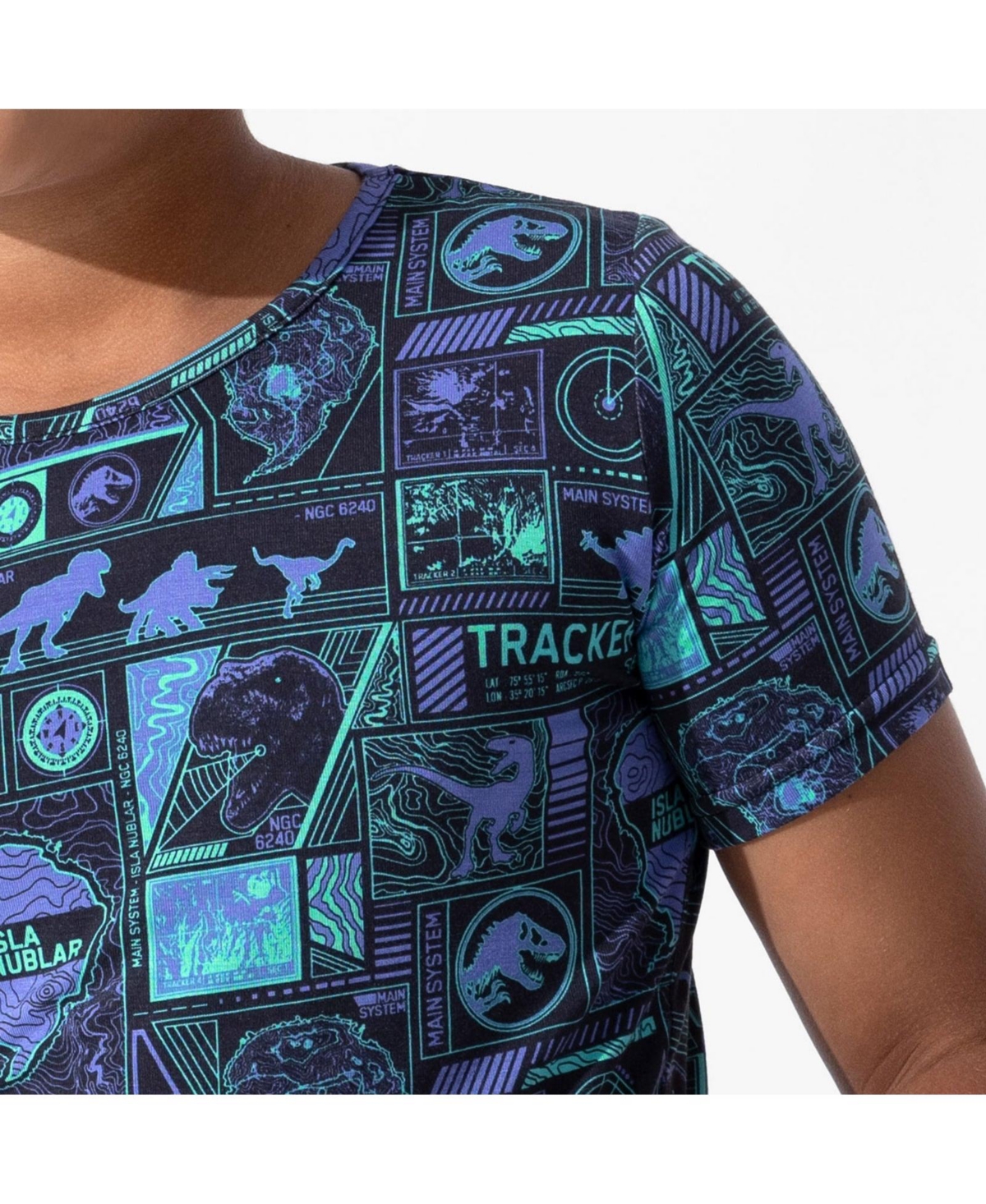 Bellabu Bear Kids Unisex Jurassic Park: Tracker 2-piece Short Sleeve & Shorts Pajama Set In Blue