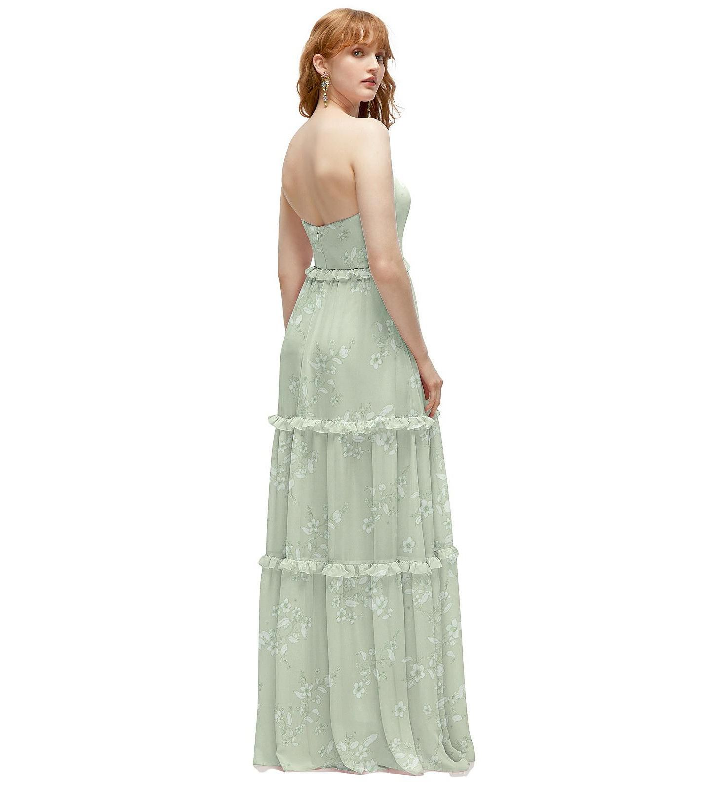 Женское платье After Six Strapless Chiffon Maxi Dress with Tiered Micro Ruffle Full Skirt, цвет: Винтажный шалфейный — фото 2