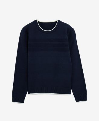 Boy's Moto Ribbing Detail Crew Neck Sweater