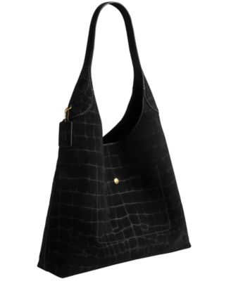Brooklyn Extra-Large Crocodile-Embossed Suede Shoulder Bag 39