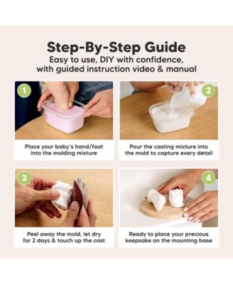 Reve Baby Casting Kit Hands and Feet Mold, 3D Baby Hand Casting Kit 0-9 Months with Wood Base, BPA-Free Baby Keepsake